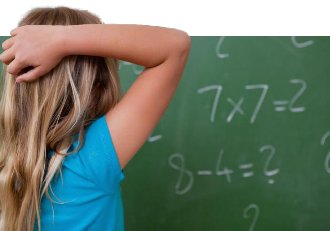 Nitwits blond-girl-at-board-itchy-head